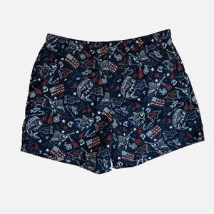 Columbia Mens Large Patriotic Fishing USA Lined Drawstring Swimming Trunk Shorts